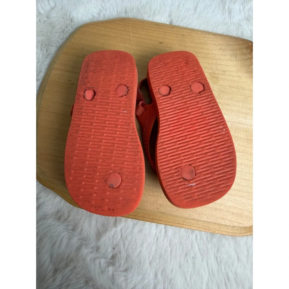 Havaianas Baby Brasil Logo Purple Coral Orange Backstrap Sandals Size 8C